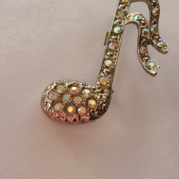 16th Note Musical Symbol Vintage Brooch - Picture 3 of 10